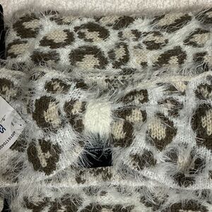 Leopard Print Fuzzy Scarf and headband set NWT